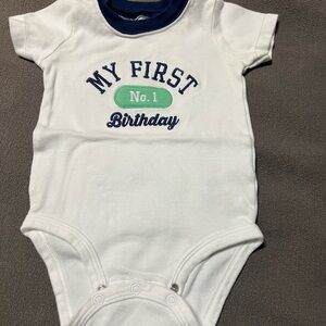 Carters White 'My First Birthday' Baby Onesie Size 12M